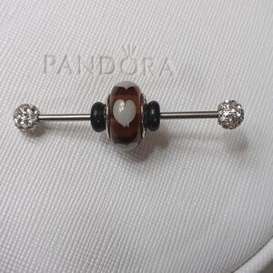 PandoraVintageSilverViolet LoveGrey HeartsMurano Glass Charm 2 Listed Separately